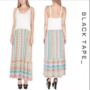 Black Tape_ Women's Mixed Materials Sleeveless Maxi Dress - XL
